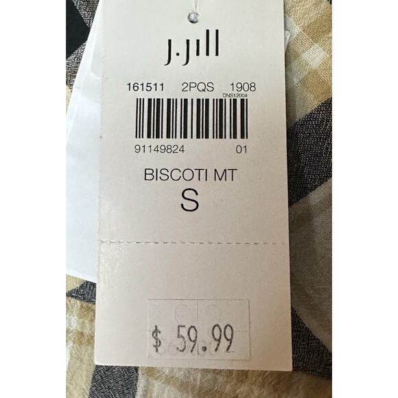 J. Jill Misses Small Plaid Sleeveless Top w/Crossover Back Coastal-NWT $60 - Picture 6 of 7